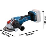 Bosch Professional PRO X-LOCK Akku-Winkelschleifer BITURBO GWX 18V-15 P Professional solo, Ø 125mm blau/schwarz, ohne Akku und Ladegerät, in L-BOXX
