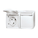 Busch-Jaeger Steckdose zweifach waagerecht Typ 20/2 EWN-54 mit Schutzkontakt und Beschriftungsfeld weiß, Retail