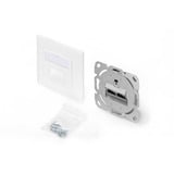 Digitus CAT.6A Datenanschlussdose, Unterputz, geschirmt, 2x RJ-45 LSA weiß, Klasse EA, vertikale Kabelinstallation