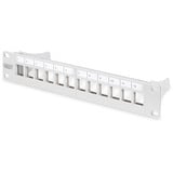 Digitus Modulares Patchpanel, 12-Port, unbestückt grau, 1 HE, für Keystone-Module