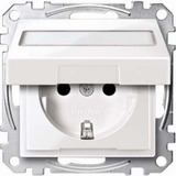 Merten Schutzkontaktsteckdose mit Klappdeckel und Schriftfeld weiß, Retail