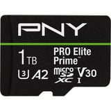 PNY Pro Elite Prime microSD 1 TB, Speicherkarte schwarz/grün, Class 10, U3, V30, A2, SD-Adapter