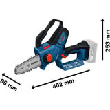 Bosch Professional Akku-Astsäge GKE 18V-15 Prodessional solo, 18Volt, Kettensäge blau, ohne Akku und Ladegerät