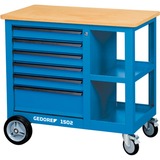 GEDORE Rollwerkbank mit 6 Schubladen und Schraubstock, Werkzeugwagen blau, Tragkraft 1.000 kg