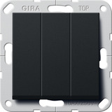 Gira Wippschalter British Standard dreifach mit Wippen Ausschalter schwarz, Retail