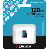 Kingston Canvas Go! Plus 128 GB microSDXC, Speicherkarte schwarz, UHS-I U3, Class 10, V30, A2