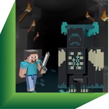 Mattel Minecraft Warden Figur mit Lichtern, Geräuschen und Zubehör, Spielfigur 