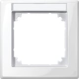 Merten Rahmen einfach mit Beschriftungsträger, Typ 470119, glänzend, Thermoplast weiß (glänzend), Retail