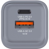 Verbatim GaN-Ladegerät 35W, 1x USB-A , 1x USB-C grau, PD 3.0, QC 3.0