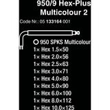 Wera 950/9 Hex-Plus Multicolour 2 Winkelschlüsselsatz, 9-teilig, Schraubendreher mit Halteclip, BlackLaser-Oberfläche