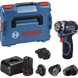 Bosch Akku-Bohrschrauber GSR 12V-32 FC Professional, 12Volt blau/schwarz, 2x Li-Ionen Akku 2,0Ah, L-BOXX, Metallbohrfutteraufsatz, Winkelaufsatz, Exzenteraufsatz 