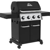 Broil King Gasgrill Crown 420 - BUNDLE schwarz, inkl. Gussplatte, Schutzhülle und Grillzange