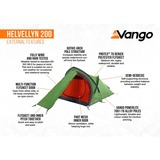 Vango Kuppelzelt Helvellyn 200 grün/orange, mit Vorbau für Gepäck, Modell 2024