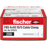 fischer Betonschraube FBS 4x40 10/5 Kabelschellenschraube Senkkopf TX 200 Stück, verzinkt