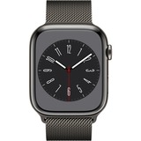 Apple Watch Series 8, Smartwatch graphit, 45 mm, Milanaise Armband, Edelstahl-Gehäuse, LTE