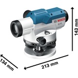Bosch Optisches Nivelliergerät GOL 32 D Professional, mit Baustativ blau, Koffer, Maßeinheit 360 Grad