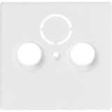 Busch-Jaeger Zentralscheibe für Antennendose zwei Loch, Typ 1743-84, Unterputz, Kunststoff, glänzend, Zentralplatte weiß (glänzend), Retail