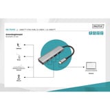 Digitus USB-C 4-Port 2x USB A + 2x USB-C, USB-Hub silber