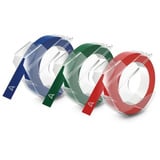 Dymo ORIGINAL Vinyl selbstklebende Prägebänder, Schriftband 3er Blister, weißer Druck auf farbigem Untergrund, S0847750