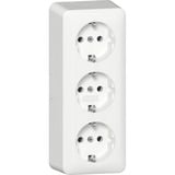 Gira Dreifach Schutzkontakt Steckdose mit Montageplatte Aufputz weiß, Retail