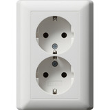 Gira Schutzkontakt Doppelsteckdose mit Vollplatte und Steckklemmen System 55 weiß, Retail
