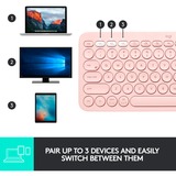 Logitech K380 Multi-Device, Tastatur rosa, DE-Layout, Bluetooth, für Windows/macOS/iPadOS/Chrome OS/Android