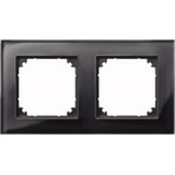 Merten Rahmen aus Glas für zwei Einheiten, waagerecht und senkrecht montierbar, Typ 489203 schwarz (glänzend), Retail