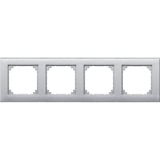 Merten Rahmen vierfach für waagerechte und senkrechte Montage, Thermoplast, matt aluminium, Retail
