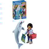 PLAYMOBIL 72091 Animals & Friends Zoo: Delfin und Besucherin, Konstruktionsspielzeug 