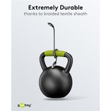 goobay Ethernet-Kabel USB-C 3.2 Gen2 Stecker > RJ-45 Stecker, LAN-Adapter schwarz/silber, 10 Meter, geflochtener Textilmantel