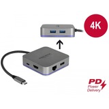 DeLOCK USB-C Dockingstation grau, HDMI, Power Delivery, RJ-45