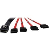 Inter-Tech Kabel SFF 8087 > 4x SATA schwarz/rot, 1 Meter (teilummantelt)