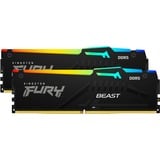 Kingston FURY DIMM 64 GB DDR5-4800 (2x 32 GB) Dual-Kit, Arbeitsspeicher schwarz, KF548C38BBAK2-64, FURY Beast RGB, INTEL XMP