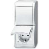 Busch-Jaeger Kombination Wechselschalter Steckdose CEE 7/3 Wippe Taste weiß (matt), Retail
