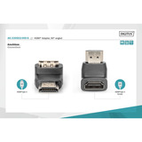 Digitus HDMI-A Stecker > HDMI-A Buchse 4K, Adapter schwarz, 90° abgewinkelt