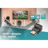 Digitus HDMI-A Stecker > HDMI-A Buchse 4K, Adapter schwarz, 90° abgewinkelt