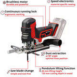 EINHELL Professional Akku-Stichsäge TP-JST 18/135 Li BL - Solo, 18Volt rot/schwarz, ohne Akku und Ladegerät