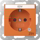 Gira Steckdose Schutzkontakt Typ F mit grünem Kontrolllicht und Beschriftungsfeld orange, Retail