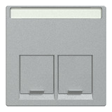 Merten Zentralplatte zwei fach mit Schriftfeld und integrierten Verschlussschiebern aluminium, Retail