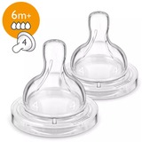 Philips Avent Anti-Kolik Sauger SCF634/27, Babyflasche transparent, 2 Stück, Klassik-Sauger