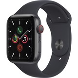 Apple Watch SE, Smartwatch schwarz/dunkelblau, 44mm, Sportarmband, Aluminium-Gehäuse, LTE