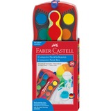 Faber-Castell Connector Deckfarbkasten rot, 24 Farben plus Deckweiß