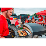 Ooni Doppelseitige Grizzler-Grillplatte anthrazit, Sockel aus Edelstahl