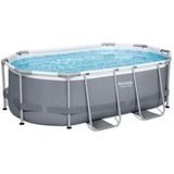 Bestway Power Steel Frame Pool-Set, 305cm x 200cm x 84cm, Schwimmbad grau/blau, mit Filterpumpe