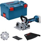 Bosch Akku-Flachdübelfräse GFF 18V-22 Professional Solo, 18 Volt, Nutfräse blau/schwarz, ohne Akku und Ladegerät, in L-BOXX