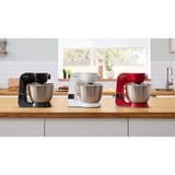 Bosch Home MUM5X720 Küchenmaschine rot/silber, 1.000 Watt, integrierte Waage, Serie 4