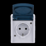 Busch-Jaeger Schuko-Steckdose Schutzkontakt Aufputz mit Klappdeckel Typ 20 EW-53, 16 Ampere, 250 Volt blau, Retail