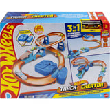 Hot Wheels Track Creator Beschleuniger-Sprung-Schnellstrecke-Set , Rennbahn mit Spielzeugauto und motorisiertem Beschleuniger