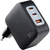 Intenso Intenso Power Adapter W100ACC GaN + C520C Kabel, Ladegerät schwarz, 100 Watt