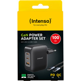  Intenso Power Adapter W100ACC GaN + C520C Kabel, Ladegerät schwarz, 100 Watt